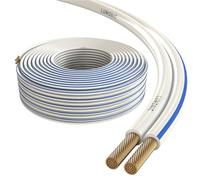 Lumonic Cavi per altoparlanti | 50m Bianco | 2x 2,5mm² CCA | Marcatura blu Cavo per diffusori HiFi | Linea audio doppia