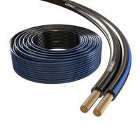 Lumonic Cavi per altoparlanti | 50m Nero | 2x 0,5mm² CCA | Marcatura blu Cavo per diffusori HiFi | Linea audio doppia