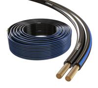Lumonic Cavi per altoparlanti | 50m Nero | 2x 0,75mm² CCA | Marcatura blu Cavo per diffusori HiFi | Linea audio doppia