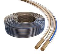 Lumonic Cavi per altoparlanti | 50m Trasparente | 2x 1,5mm² CCA | Marcatura blu Cavo per diffusori HiFi | Linea audio doppia