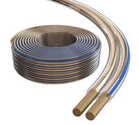 Lumonic Cavi per altoparlanti | 50m Trasparente | 2x 2,5mm² CCA | Marcatura blu Cavo per diffusori HiFi | Linea audio doppia