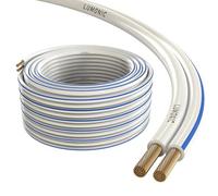 Lumonic Cavi per altoparlanti | 5m Bianco | 2x 4mm² CCA | Marcatura blu Cavo per diffusori HiFi | Linea audio doppia