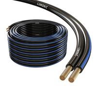 Lumonic Cavi per altoparlanti | 5m Nero | 2x 4mm² CCA | Marcatura blu Cavo per diffusori HiFi | Linea audio doppia