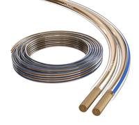 Lumonic Cavi per altoparlanti | 5m Trasparente | 2x 1,5mm² CCA | Marcatura blu Cavo per diffusori HiFi | Linea audio doppia