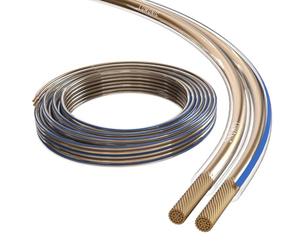 Lumonic Cavi per altoparlanti | 5m Trasparente | 2x 1,5mm² CCA | Marcatura blu Cavo per diffusori HiFi | Linea audio doppia