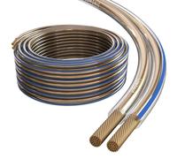 Lumonic Cavi per altoparlanti | 5m Trasparente | 2x 2,5mm² CCA | Marcatura blu Cavo per diffusori HiFi | Linea audio doppia