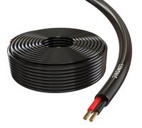 Lumonic Cavo dell'altoparlante 50m Nero | 2x 1,5mm² CCA | Cavo per diffusori HiFi | Cavo audio rotondo | Professionale PA Installazione- Audio- Cavo rotondo