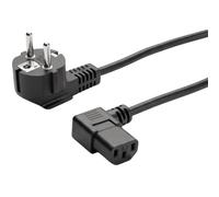 Lumonic Cavo per apparecchi a freddo Schuko a 90° su C13 a 90°, nero, 3 m, 230 V - Spine angolate su entrambi i lati, per rack e armadi di distribuzione, passaggio cavi piatto, protezione anti-piegatu