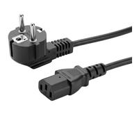 Lumonic Cavo per apparecchi a freddo Schuko con connettore angolato a 90° su C13, nero, 1 m, 230 V - Il connettore angolato a 90° consente di risparmiare spazio, ideale per postazioni di lavoro vicine