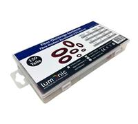 Lumonic Gamma di anelli di tenuta in fibra | 150 pezzi, 14 dimensioni comuni (10-24mm) | Set di guarnizioni piatte sanitarie | in una pratica scatola di assortimento