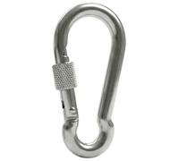 Lumonic Moschettone con blocco di sicurezza in acciaio inox V4A | 8 x 80 mm | antiruggine e resistente all'acqua di mare | Il blocco di sicurezza impedisce l'apertura accidentale | per tende da sole