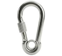 Lumonic Moschettone con fusibile e occhio, in acciaio inox V4A, 10 x 100 mm, antiruggine e impermeabile, impedisce la torsione e nessuna apertura accidentale, per tenda da sole, amaca, cane, campeggio