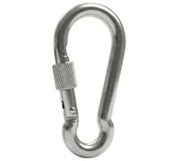 Lumonic Moschettone con perno di sicurezza V4A in acciaio inox | 5 x 50 mm | Antiruggine e resistente all'acqua di mare | La pala di sicurezza impedisce l'apertura accidentale | Per tende, amache