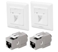 Lumonic Set di 2 cornici Keystone da incasso con modulo CAT7 | 1 porta Snap-in I montaggio Keystone senza attrezzi | Sistema standard 55 | Ethernet fino a 10 Gbps AWG22-24 | RJ45 completamente