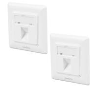 Lumonic Set di 2 Telaio da incasso Keystone | 1-Port | Sistema standard 55 | Bianco | Plastica ABS | per moduli Keystone RJ45, HDMI, USB