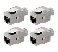 Lumonic Set di 4 pezzi Premium Keystone RJ45 CAT8.1 | montaggio senza attrezzi | T568A/B codificato a colori | per scatola da parete e pannello patch | PoE, fino a 40 Gbps | schermatura a 360° |