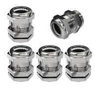 Lumonic Set di 5 pressacavi in metallo M16 | Campo di serraggio 5-10 mm | IP68 | con controdado | Ottone nichelato, EMC | -40...+100°C | corrisponde a PG9