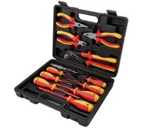 Lumonic Set di utensili VDE da 13 pezzi, 1000 V, in valigetta - 4 pinze, tra cui una pinza multipla, 7 cacciaviti, tester di tensione da 250 V, valigetta in plastica, per elettricisti