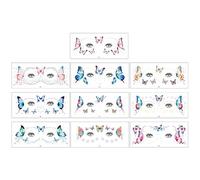 LUMOOM 10 Pezzi Di Tatuaggi A Farfalla, Adesivi Glitterati, Adesivi Per Il Viso, Tatuaggi Temporanei Impermeabili, Ideali Per Feste, Carnevale, Festival, Make-Up, Adulti