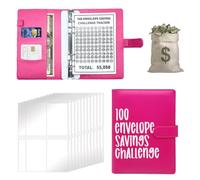 LUMOOM 100 Inviluppo Sfida di Risparmio, Libro di Risparmio A5 per Denaro, Denaro, Pianificatore di Budget, Cartella di Risparmio di Denaro, Pianificatore di Bilancio, Sfida di Risparmio