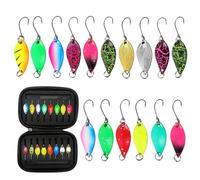 LUMOOM 16 pezzi Set di Esche per Trota, Cucchiai Rotanti e Ondulanti da 2,5 g/3,5 g/5 g, Esche Multicolori per Pesca, Accessori da Pesca con Scatola Portaesche per Luccio, Trota, Persico, Sandre