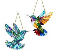 LUMOOM 2 acchiappasole a colibrì, Suncatcher, decorazione per finestre, decorazione da giardino, Spirit Birds, ciondolo a colibrì acrilico, per finestre per finestre da appendere (A)