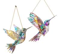 LUMOOM 2 acchiappasole a colibrì, Suncatcher, decorazione per finestre, decorazione da giardino, Spirit Birds, ciondolo a colibrì acrilico, per finestre per decorazioni sospese (B)