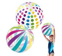 LUMOOM 2 palline gonfiabili da spiaggia gonfiabili, 40 cm, con valvola di sicurezza, palline colorate a righe, pallanuoto per bambini, per piscina, feste, giochi acquatici
