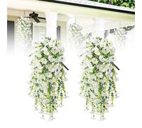 LUMOOM 2 Pezzi di Piante Sospese Artificiali, Petunia Vegetale Artificiale, Fiori d'Arte da 75 Cm Sospesi per Balcone E Fuori, Decorazione delle Piante Sospese, per La Decorazione della