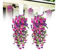LUMOOM 2 Pezzi di Piante Sospese Artificiali, Petunia Vegetale Artificiale, Fiori d'Arte da 75 Cm Sospesi per Balcone E Fuori, Decorazione delle Piante Sospese, per La Decorazione della