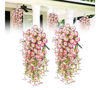 LUMOOM 2 Pezzi di Piante Sospese Artificiali, Petunia Vegetale Artificiale, Fiori d'Arte da 75 Cm Sospesi per Balcone E Fuori, Decorazione delle Piante Sospese, per La Decorazione della