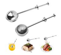 LUMOOM 2 pezzi di uovo per tè sfuso, colino da tè, cucchiai in acciaio inox, filtro da tè per filtro da tè sfuso, con manico lungo, spargitore di zucchero a velo, per tè sfuso, caffè, cacao in polvere