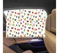 LUMOOM 2 pezzi parasole per auto con protezione UV, parasole per finestrini laterali, con 4 ventose, protezione dal calore per finestrini dell'auto, per bambini, 63 x 49 cm (bianco ABC)