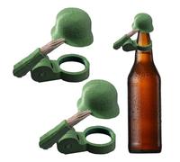 LUMOOM 2 pezzi soldato salute birra, divertente casco da birra, tappi per bottiglie, riutilizzabili, tappi decorativi, per veterani, soldati attivi, barbecue, bar (verde)
