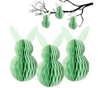 LUMOOM 3 palline a nido d'ape, decorazione pasquale, pieghevoli, coniglietto a nido d'ape in carta velina, da appendere a coniglietti pasquali per esterni, riutilizzabili, decorazione pasquale (verde)