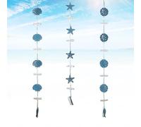 LUMOOM 3er Pack Decorazione Marina In Legno, Stella Marina, Conchiglia, Fiore Marino, Pendenti, Decorazione Appesa Mediterranea, Stile Nautico, Per Casa, Giardino, Finestra