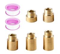 LUMOOM 5 pezzi prolunga rubinetto 1/2 pollici, raccordo filettato, prolunga raccordo con 2 rotoli di colla, lunghezza estesa (10-30 mm), prolunga per rubinetto in ottone