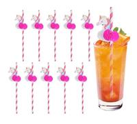 LUMOOM 50 cannucce da cocktail, 3D frutta fenicottero, biodegradabili, tropicali, feste estive, bevande, decorazioni per bevande fredde (unicorno)
