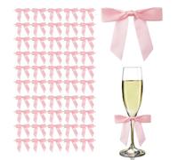 LUMOOM 50 fiocchi, piccoli fiocchi, idea regalo, fiocchi con filo, fiocchi di raso per fai da te, per confezioni regalo, matrimonio, fai da te (rosa)