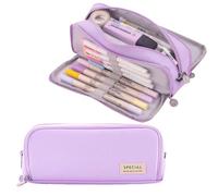 LUMOOM Astuccio grande per scuola e ufficio, astuccio con grande capacità, di alta qualità in Oxford, durevole per matite, Lilla, Cartella portadocumenti