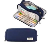 LUMOOM Astuccio grande per scuola e ufficio, astuccio con grande capacità, di alta qualità in Oxford, durevole per matite, Blu mare, Cartella portadocumenti