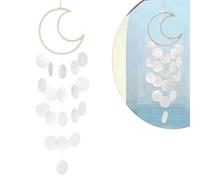 LUMOOM Campanelli a vento boho decorativi, ghirlande di acchiappasogni, unico suono magnifico, scacciapensibili da giardino, decorazione da appendere per terrazze, prato, giardino, luna (bianco)
