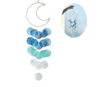 LUMOOM Campanelli a vento boho decorativi, ghirlande di acchiappasogni, unico suono magnifico, scacciapensibili da giardino, decorazione da appendere per terrazze, prato, giardino, luna (blu)