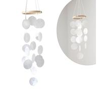 LUMOOM Campanelli a vento boho decorativi, ghirlande di acchiappasogni, unico suono magnifico, scacciapensibili da giardino, decorazione da appendere per terrazze, prato, giardino, cerchio (bianco)