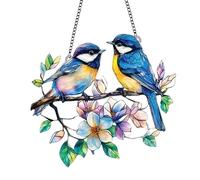 LUMOOM Decorazione da appendere per finestra a forma di uccello, in vetro colorato, da appendere a finestre, ciondolo a forma di uccello in acrilico con catena, per finestre e porte, decorazione per
