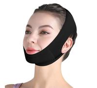 LUMOOM Face Tape Sollevante Viso, Maschera A V Riusabile, Benda Facciale Per Guance E Mento, Maschera Di Trazione, Maschera Snellente A V Per Doppio Mento E Pelle Rilassata (Nero)