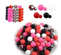 LUMOOM Set di 100 perline in silicone colorate da 9 mm e 15 mm, perline da infilare con foro, per braccialetti fai da te, penne, portachiavi, collane (rosso nero)
