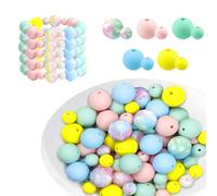 LUMOOM Set di 100 perline in silicone colorate da 9 mm e 15 mm, perline da infilare con foro, per braccialetti fai da te, penne, portachiavi, collane (colore maccherone)