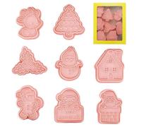 LUMOOM Set di 8 formine per biscotti natalizi 3D con goffratura per bambini, divertenti formine per biscotti anche come forma speculativa (C)