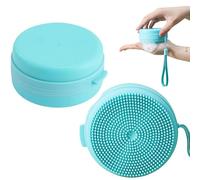 LUMOOM Spazzola doccia in silicone con dispenser di sapone, scrub e massaggio alla schiena, pulizia delicata per viso e corpo, schiuma ricca, pratica spazzola da bagno per doccia (blu)